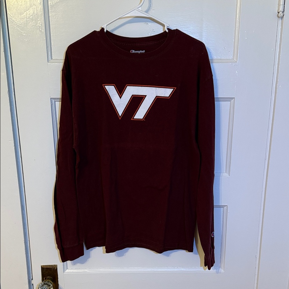 Champion Burgundy VT Logo Long Sleeve Shirt